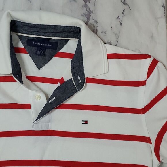 Tommy Hilfiger Red/White Stripe Polo - Picture 3 of 4